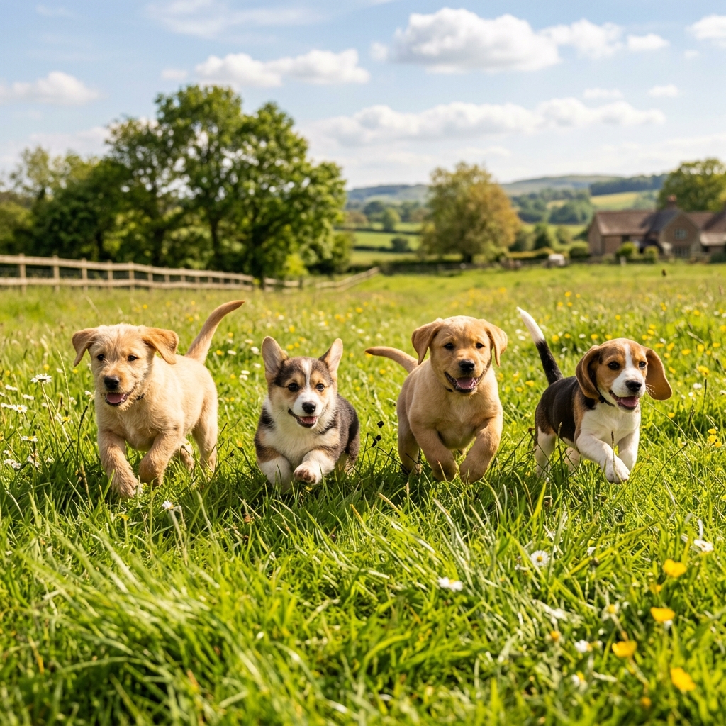Puppies running